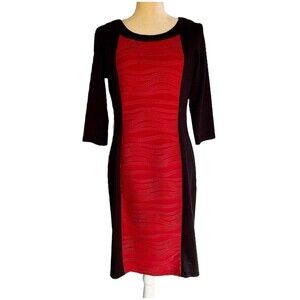 Women's Dress Size 6 Stretch knit textured color block 3/4 sleeves Dressbarn